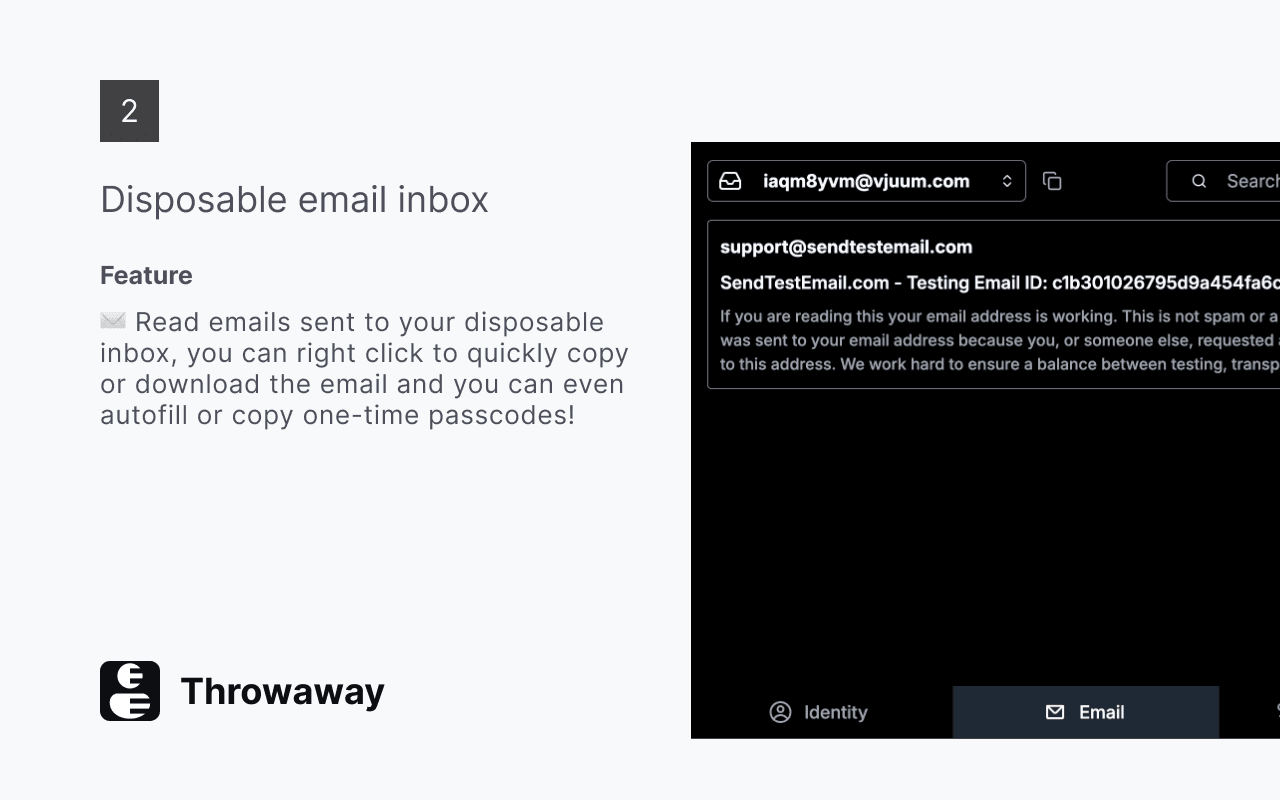 Disposable email inbox
